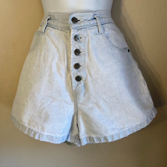 Vintage Pants - Vintage baggy denim shorts buttonhigh waist Republic distressed light wash 11/12